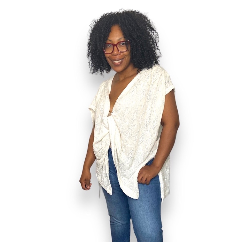 Free People Coverup Boho Lace Show Off Twist Front Oversize Top
